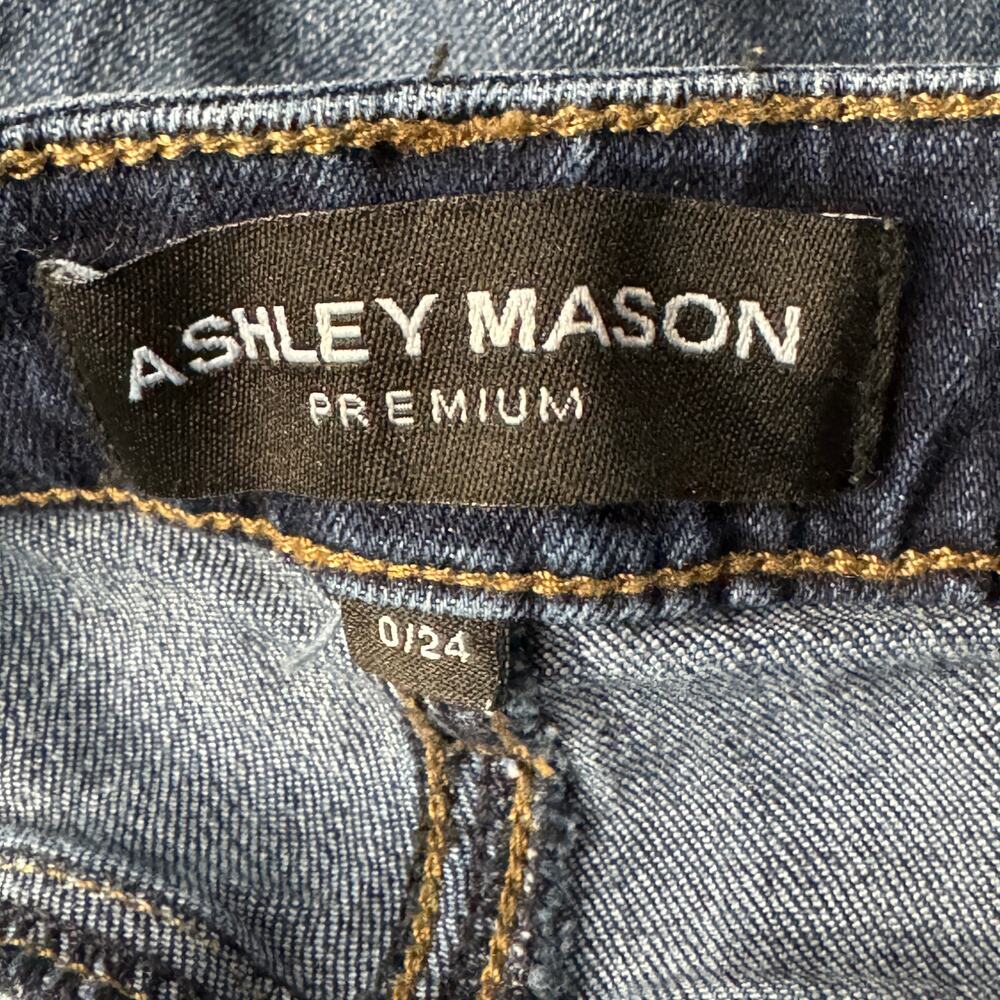 Ashley Mason Premium SZ 0/24 Flare Jeans Floral Embroidered Frayed Boho Festival - Picture 8 of 10